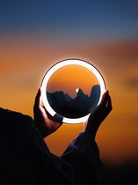 (Single shot) AMIRO makeup mirror mini desktop led with light desktop luminous makeup mirror small black mirror