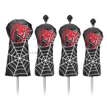 New Golf Iron Pole Sleeve Clubhead Protective Sheath Waterproof PU Fabric Spider Pattern Wooden Pole Trek Wood