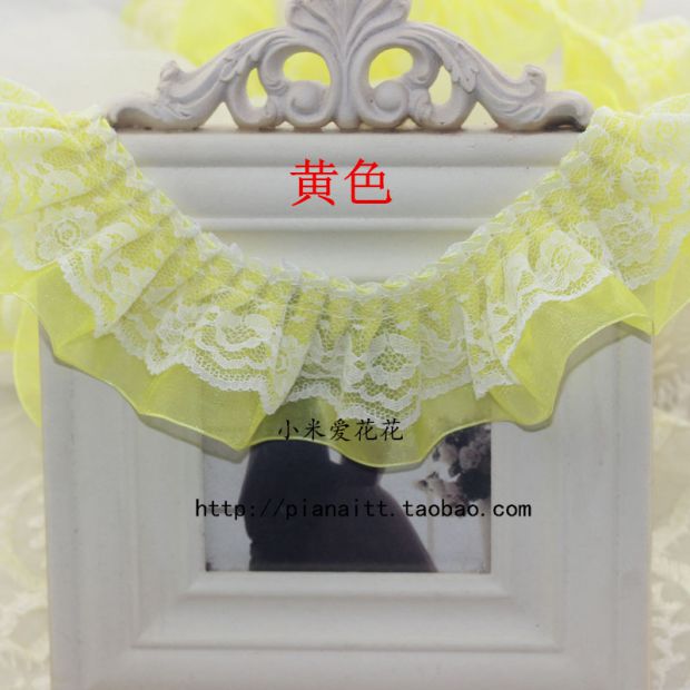 5CM đôi ren xếp li ren DIY DIY tiara phụ kiện trang trí phụ kiện quần áo phụ kiện ren hoa sen ren - Phụ kiện tóc phụ kiện tóc hàn quốc