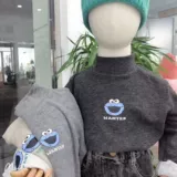 Детская эластичная приятная телу весенняя осенняя летняя одежда, лонгслив, высокий воротник, в корейском стиле