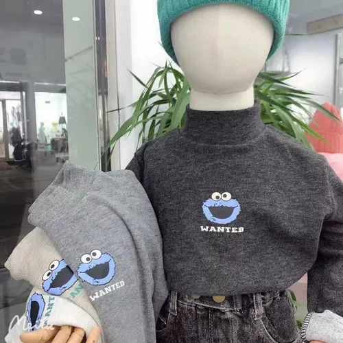 Детская эластичная приятная телу весенняя осенняя летняя одежда, лонгслив, высокий воротник, в корейском стиле