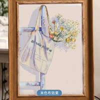 14ct 2 Акции вышитой бежевой ткани без ткани сетки.