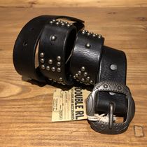  Black nailed letter belt Italian leather Leather belt American Retro Western