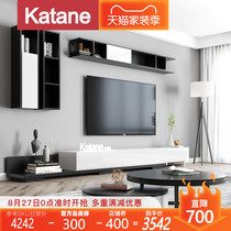  Simple modern round wrought iron coffee table TV cabinet combination Nordic living room size apartment storage multi-function furniture