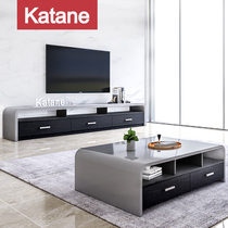 Modern furniture Nordic TV cabinet coffee table combination living room TV cabinet small apartment wood paint simple floor cabinet