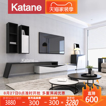  Modern minimalist TV cabinet coffee table combination Nordic size apartment living room light luxury creative telescopic furniture set