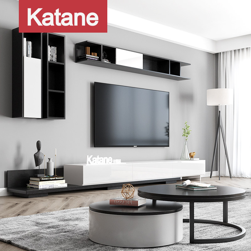 Minimalist modern round iron art tea table TV cabinet Composition Nordic Living room Size household type storage multifunction furniture