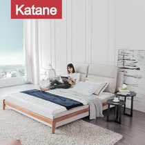 Katanis simple modern solid wood cloth double bed 1 8 m Nordic bedroom light luxury mega - high feet fashion