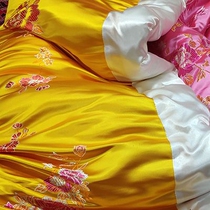 Old-fashioned silk satin quilt cover silk satin quilt cover wedding dowry Red Dragon and Phoenix China Ming and Qing classical soft satin