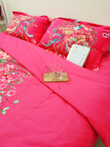 Cotton Scrub Sheets Chinese National Style Custom Large Edition Phoenix quilt cover Cotton Reactive Printed Pillow Set