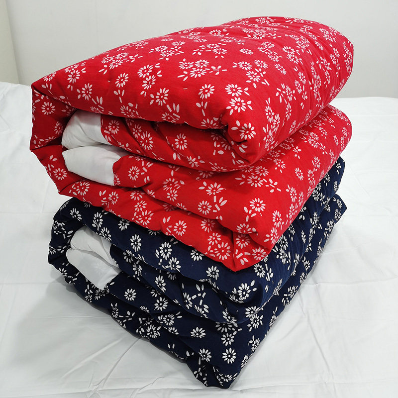 Blue and white porcelain traditional handmade old-fashioned edge-wrapped cotton quilt spring, autumn and winter quilt retro style 60s quilt cover cotton quilt core