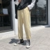 Mùa thu Hàn Quốc siêu lửa Harajuku màu rắn hoang dã chín điểm quần harem lỏng mỏng thẳng quần giản dị nam nữ quần bò nam đẹp Quần tây thường
