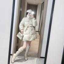  (spot quick hair)white stand-up collar down jacket womens 2020 Korean version of the waist is thin casual jacket Western style