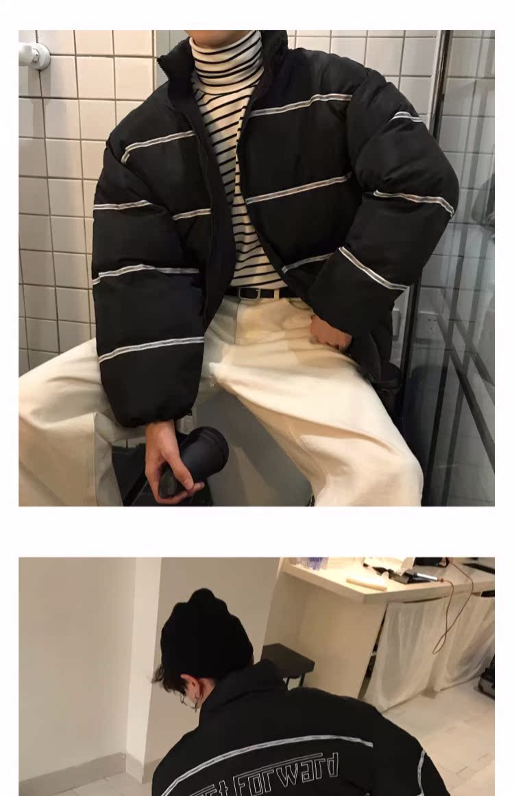 Quần lửng cotton ngắn mùa đông 2018 mới một nam và một nữ phiên bản Hàn Quốc của cặp đôi mẫu áo khoác cotton dày áo khoác kaki nam