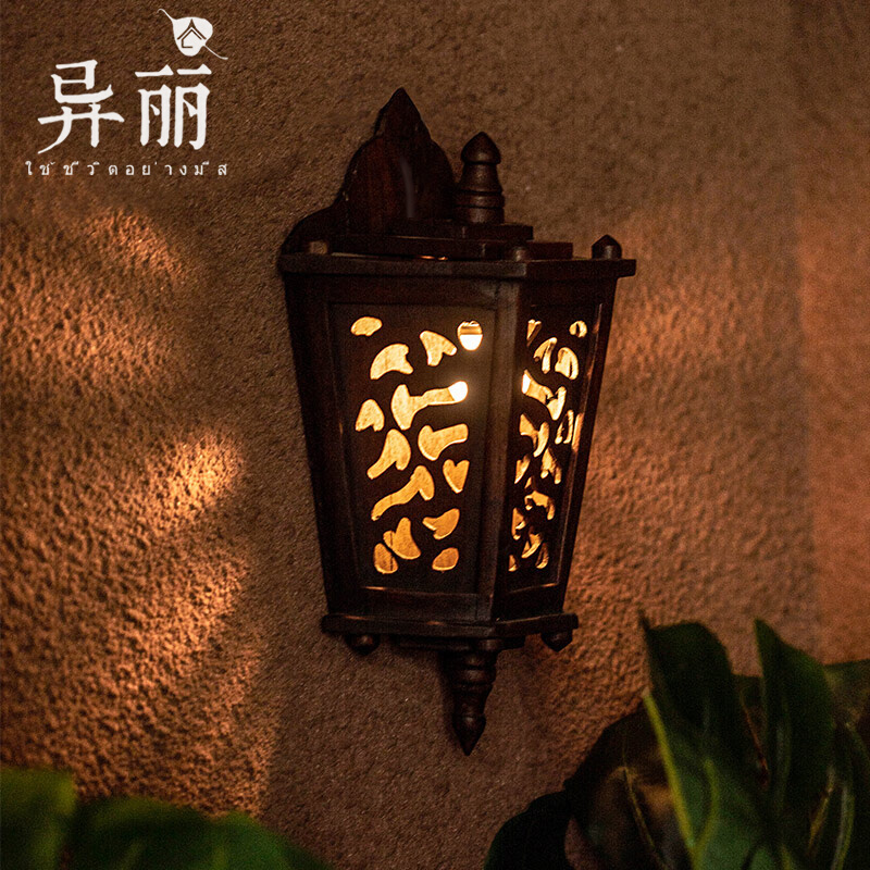 Yili Southeast Asia solid wood wall lamp bar homestay inn stair aisle wall lamp creative hotel balcony wall lamp