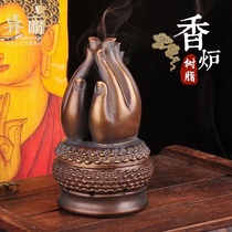 Retro nostalgic indoor household sandalwood stove for Buddha Creative tea ceremony ornaments Aromatherapy stove Zen Buddha hand incense stove