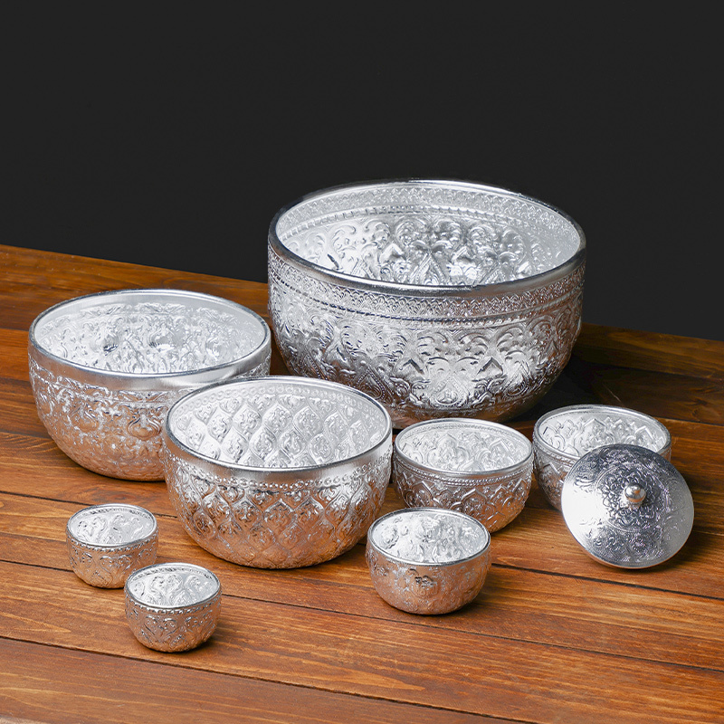 Yili Southeast Asian Tableware Dai Silver Bowl Restaurant Rice Bowl Thai Tin Bowl Thai Dessert Silver Porridge Bowl Small Bowl Yili Southeast Asian Tableware Dai Silver Bowl Restaurant Rice Bowl Thai Tin Bowl Thai Dessert Silver Porridge Bowl Small Bowl