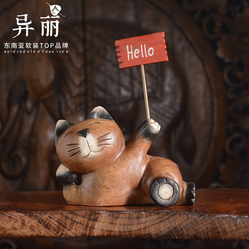 Wooden Crafts Creative Desktop Cat Fittings Living Room TV Cabinet Wine Bookcase Home decoration