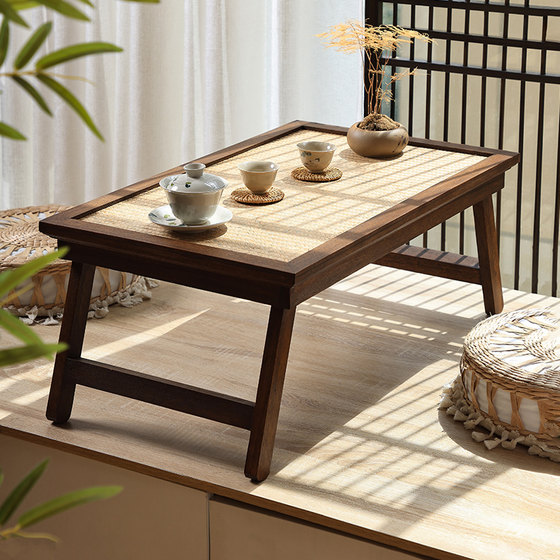 Japanese-style Zen home folding kang table low table bay window small coffee table tatami table balcony tea table solid wood tea table