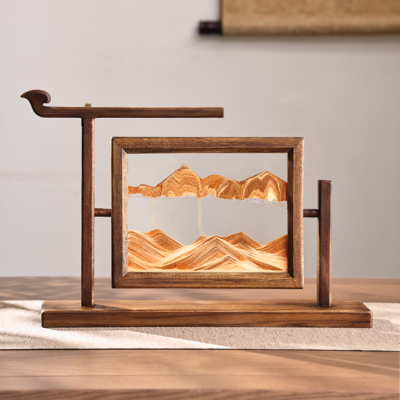 Илийский новый китайский стиль, песочные часы из цельного дерева, роспись по зыбучим пескам, украшение офиса, гостиной, высококлассный подарок на новоселье