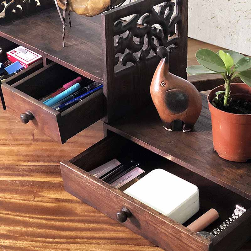 Vintage Wood Shelf Racks Desktop Mini Bookshelf Student Desk Desk