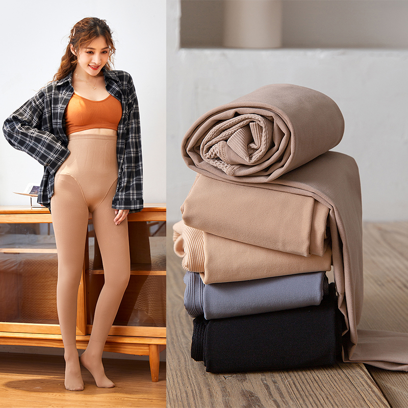 Spring and autumn thickened leggings women's outerwear plus velvet socks with skirt pantyhose large size thin velvet high waist belly pants