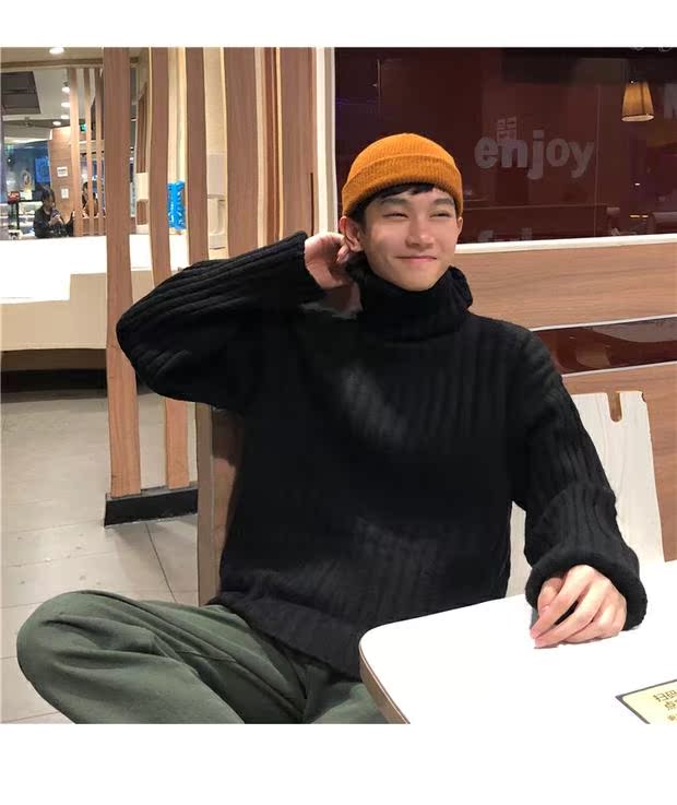 Little nerd ~ in super fire men áo len BF gió lỏng áo len thủy triều màu rắn áo len Hàn Quốc áo len đôi sang trọng đồ đôi