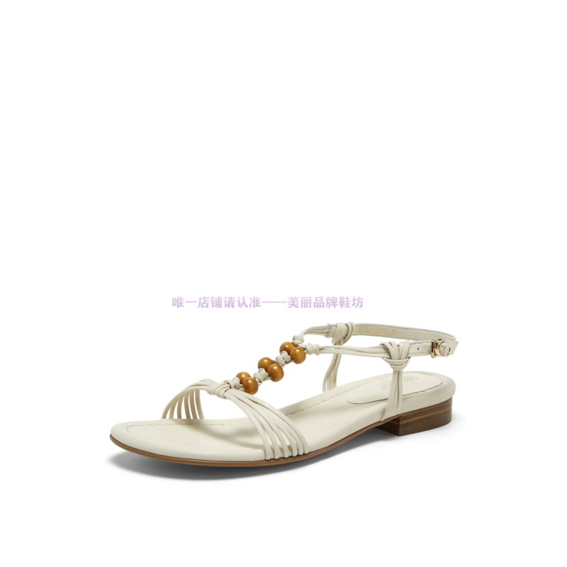 Little Sweet Pea 2026 New Summer Style Sheepskin Beaded Gold Thin Strap Woven Flat Sandals for Women 25102Bl6 Little Sweet Pea 2026 New Summer Style Sheepskin Beaded Gold Thin Strap Woven Flat Sandals for Women 25102Bl6