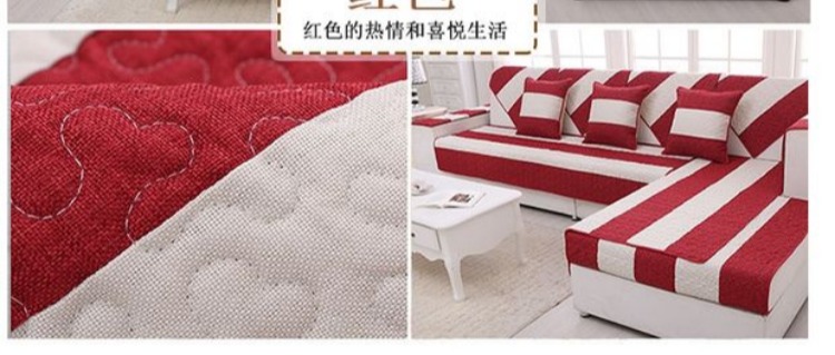 Lễ hội sofa màu đỏ đám cưới đệm phòng khách bao gồm tất cả chống trượt vải lanh vải sofa đệm khăn trải ghế sofa - Ghế đệm / đệm Sofa nệm ngồi ghế
