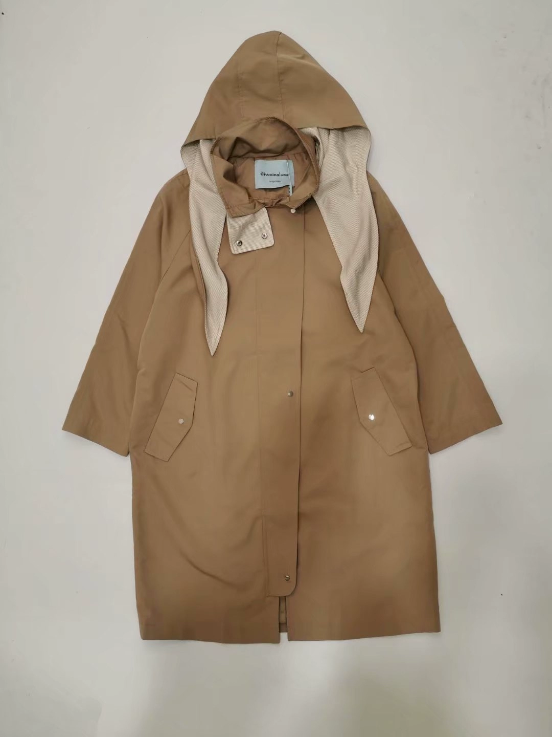 Mùa xuân và mùa thu Phụ nữ Mới Seiko Đơn giản và lỏng lẻo Trùm áo dài giữa hai màu - Trench Coat