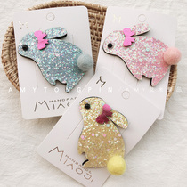 Amy Korean three-dimensional shiny cute bunny hairpin Wool felt ball animal ponytail hair jewelry