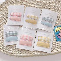 Side clip girl Korean version of the new simple fabric plaid hair clip Childrens sweet and wild parent-child broken hair BB hair clip