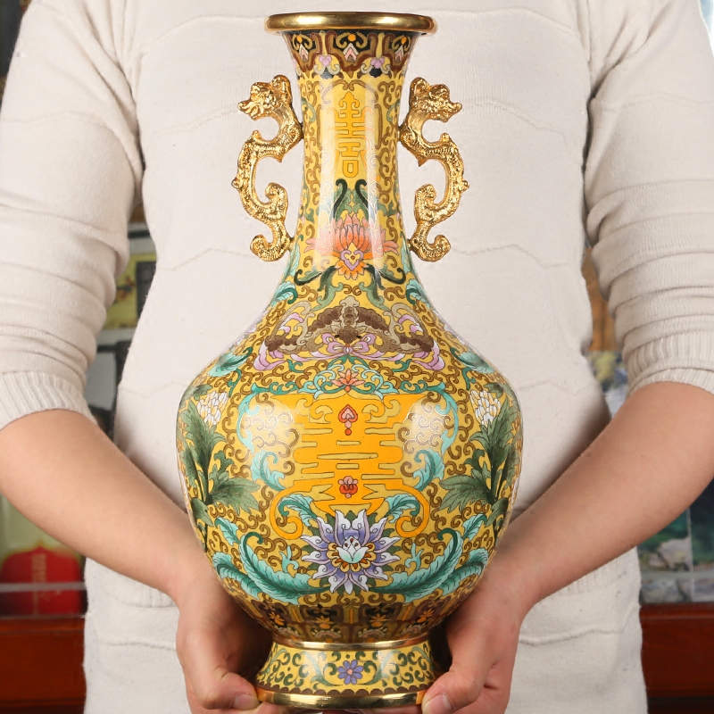 Cloisonne vase dragon and phoenix bottle wedding gift new house decoration foreign affairs gift business gift office cabinet decoration