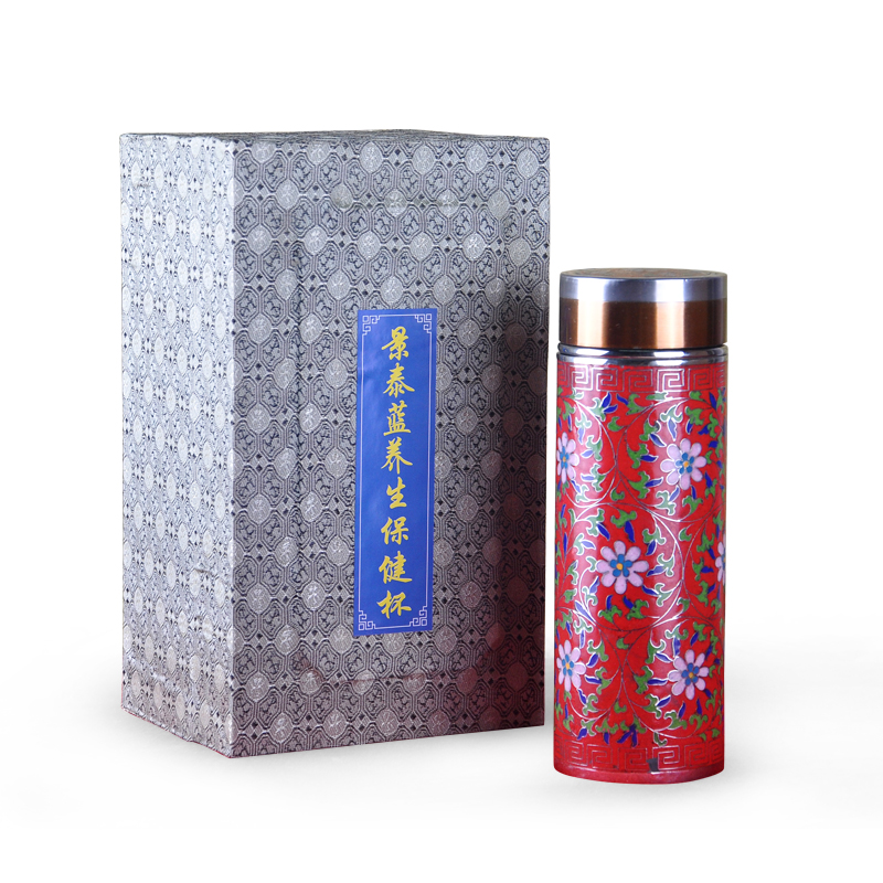 jingtai blue health cup insulated water cup tea cup beijing copper foil pinching handicraft conference gift for leading customers