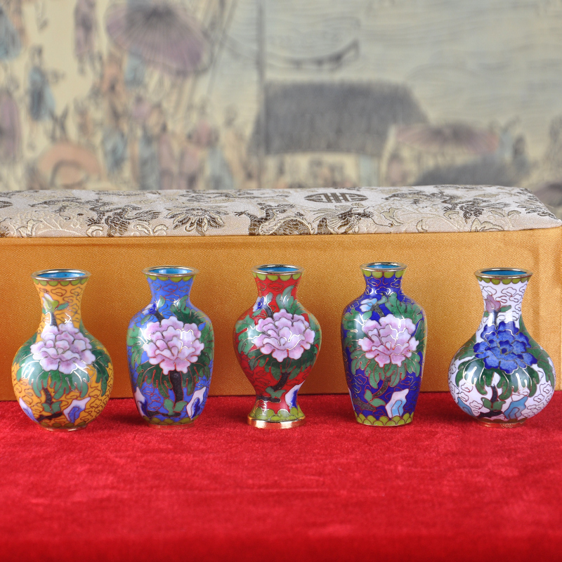 Jingtai Blue Vase Swing Piece Small Bottle Type Five Pieces Suit Composition Office Swing Piece Foreign Gift Business Craft Gift Hem Accessories