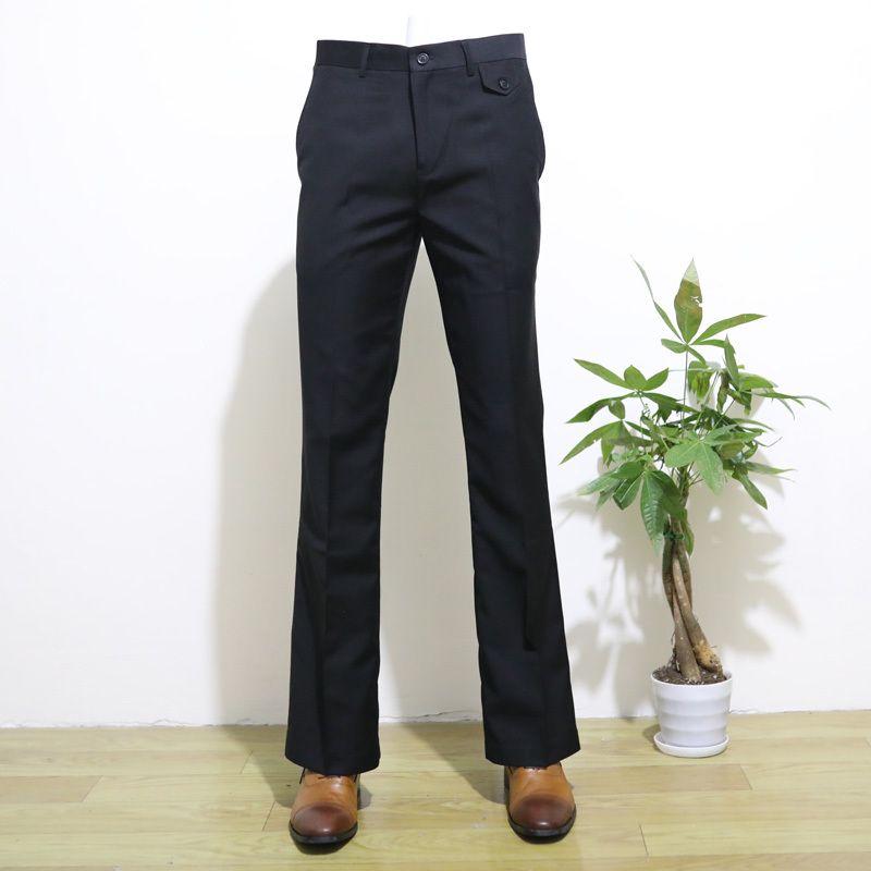 Spring and Autumn Korean Style Slim Fit Micro-Flared Men's Trousers, Mid-Waist Business Casual Wrinkle-Free Straight Wide-Leg Pants