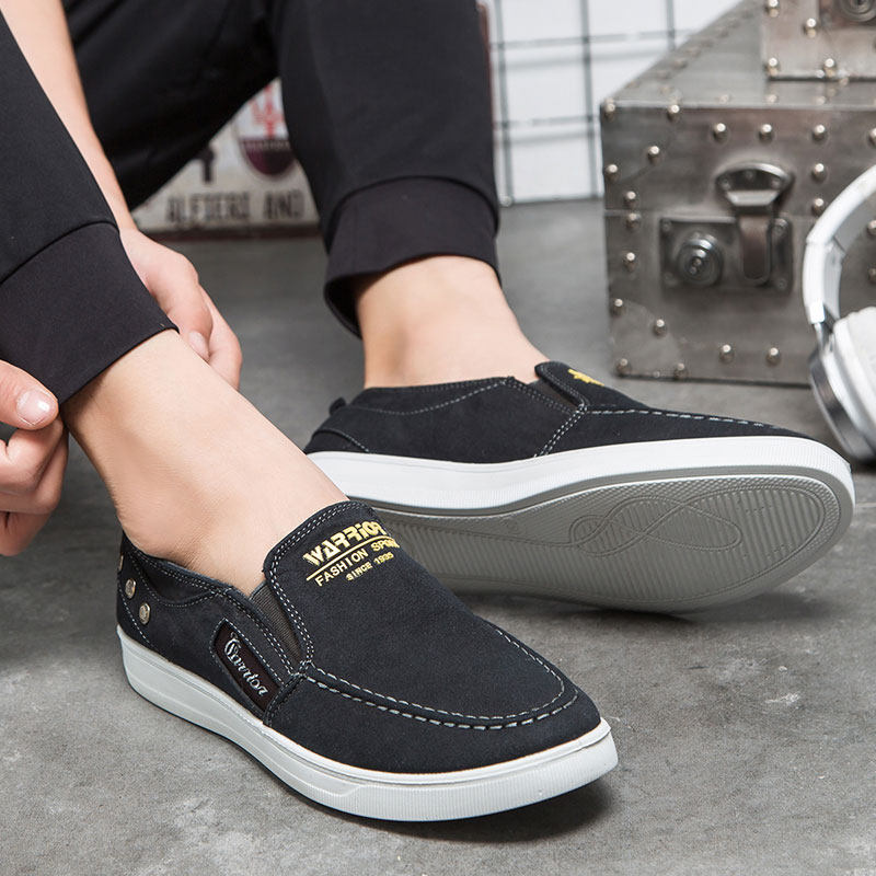New pull back tide men's shoes low-top slip-on shoes soft bottom non-slip breathable comfortable lightweight canvas shoes