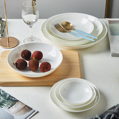 Pure white bone China plates, dinner plates, vegetable plates, household rice plates, soup plates, saucers, ceramic plates, dumpling plates, deep plates, white porcelain tableware