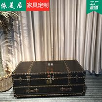 American Minimalist Retro Solid Wood Living Room Tea Table Four Drawers Manufacturer Direct Sale Large Box Tea Table American Coffee Table