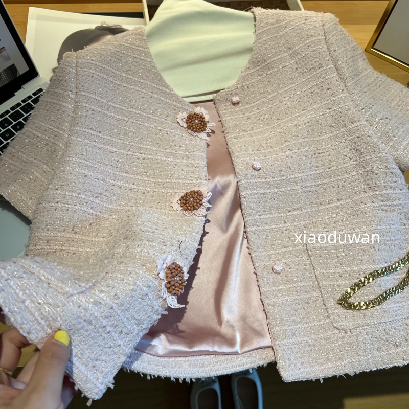 Floral Button Tweed Short Jacket for Women, Summer 2026 New French Sweet Style Versatile Fashion Jacket