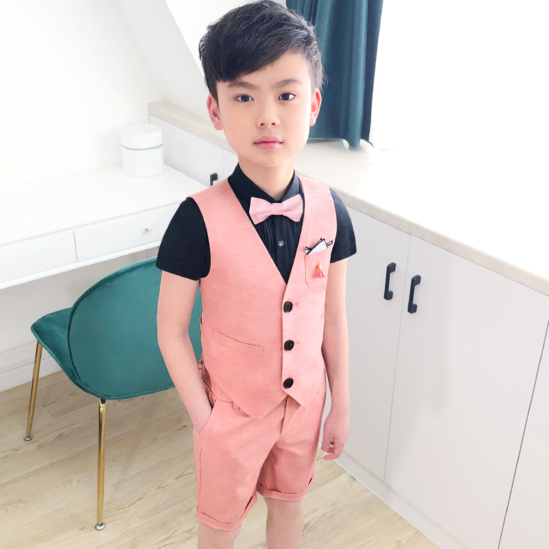 Mùa hè khí cậu bé phù hợp với áo giáp ba mảnh thiết lập phiên bản Hàn Quốc của trẻ em bình thường phù hợp với hoa đẹp trai childrens chiếc váy.