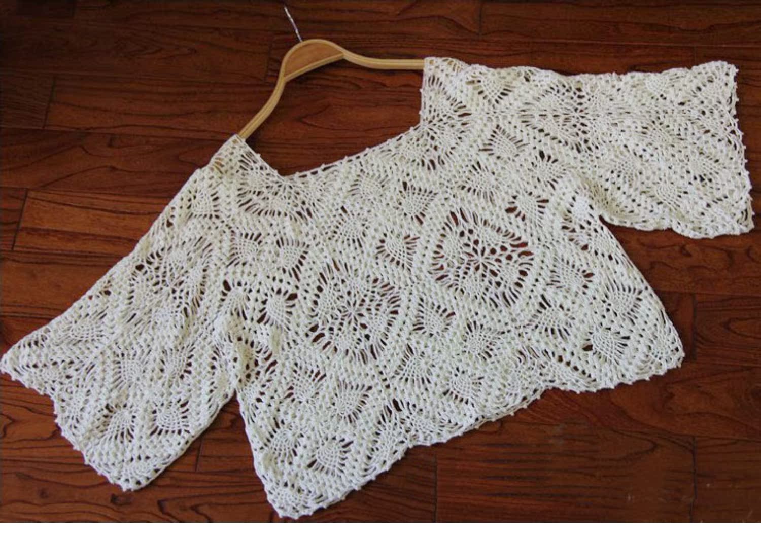 Handmade tùy chỉnh Hàn Quốc móc hoa rỗng áo thun rộng cổ áo vuông bện áo len nữ 1056 - Áo / áo thun áo cardigan
