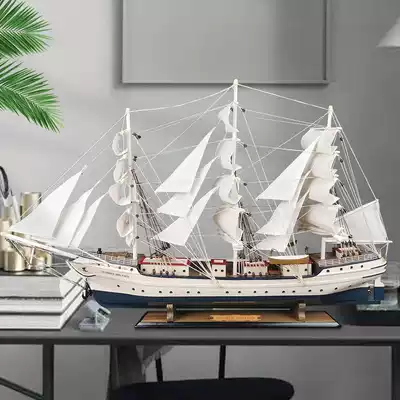 Creative craft boat model smooth sailing sailing decoration solid wood living room wine cabinet entrance decoration Light luxury