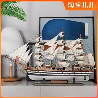 Creative home decoration wooden sailing boat smooth sailing decoration crafts model light luxury home decoration high-end gifts