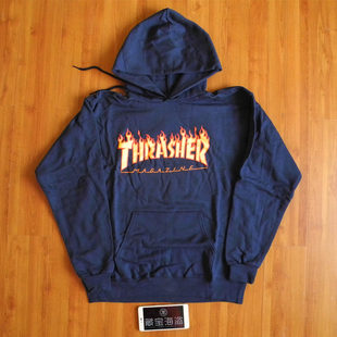 Худи Thrasher с огненным логотипом — размеры S–L, цвета чёрный, тёмно‑синий, серый
