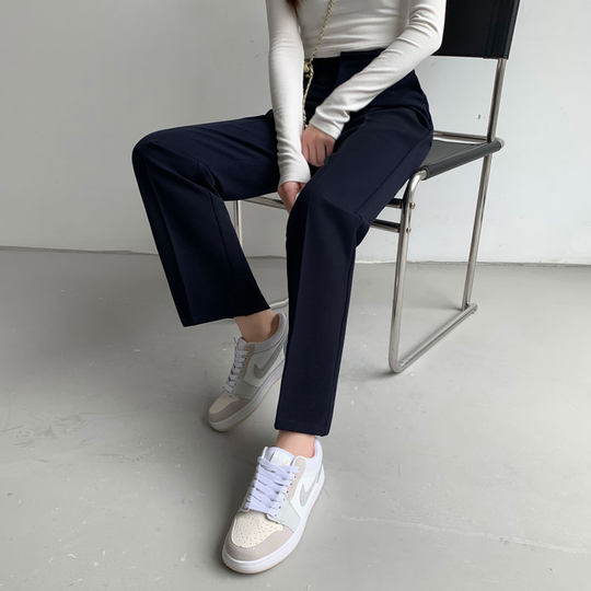 Spring and summer new style narrow wide-leg pants for women Korean style high-waisted loose straight pants slim casual suit floor-length trousers