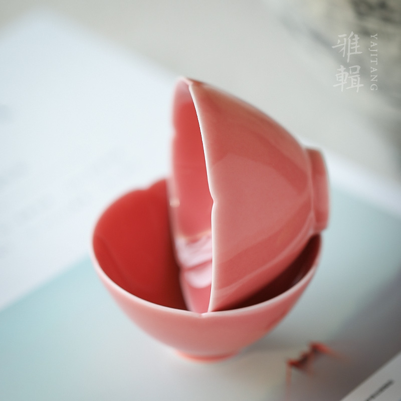 Yedit April Mineral glazed pink floral lipstick Gongfu tea cup Master's cup Tea Taoiseware