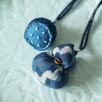 Elegant blue dyed sachet small gourd and small Lotus Chinese herbal sachet aroma pendant