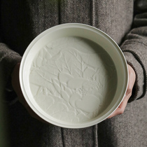 Yajitang morning light beige bas-relief lotus disc large fruit plate tea tray tea tray