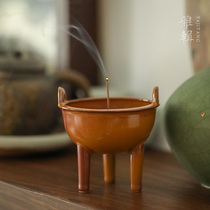 Ya Ji double-ear three-legged small tripod incense burner home furnishings ceramic aromatherapy two-color incense